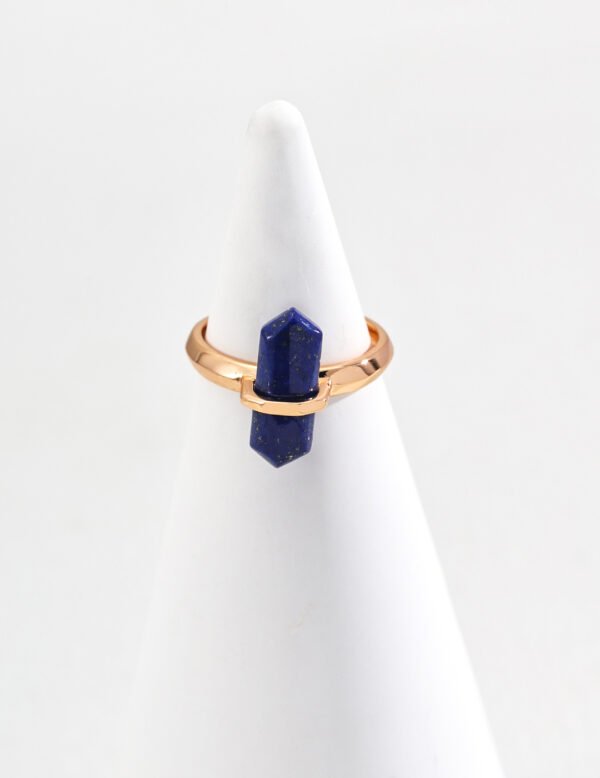 S925 Sterling Silver Minimalist Natural Lapis Lazuli Ring - Image 3