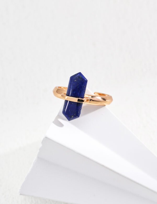 S925 Sterling Silver Minimalist Natural Lapis Lazuli Ring