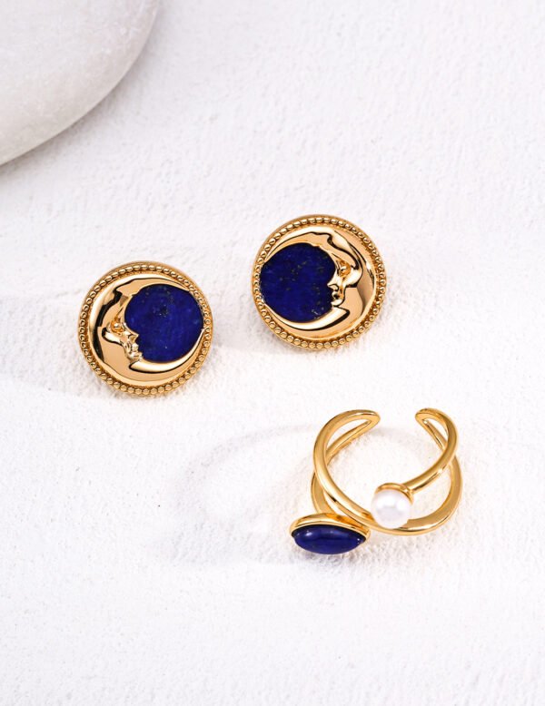 S925 Sterling Silver Vintage Lapis Lazuli Earrings - Image 4