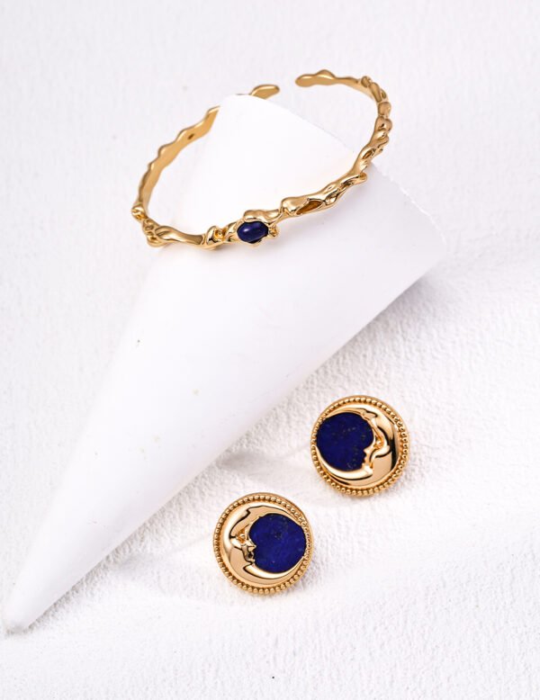 S925 Sterling Silver Vintage Lapis Lazuli Earrings - Image 3