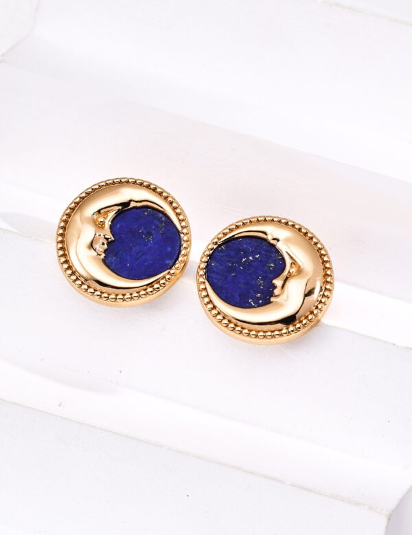 S925 Sterling Silver Vintage Lapis Lazuli Earrings - Image 2