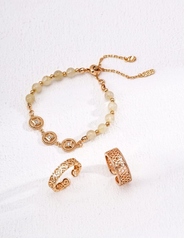 "Money Abundance" Series S925 Sterling Silver Zircon and Pearl Bracelet / Hairline Gold Bracelet - Image 3