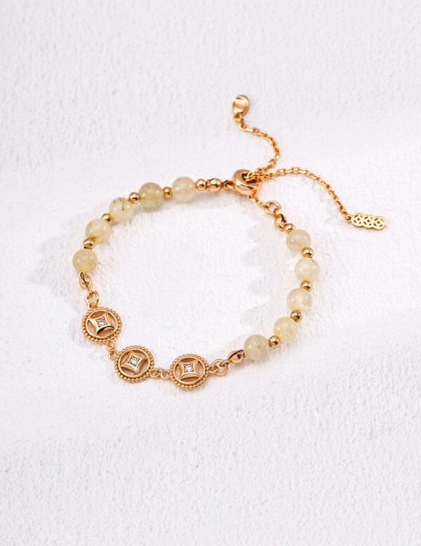 "Money Abundance" Series S925 Sterling Silver Zircon and Pearl Bracelet / Hairline Gold Bracelet