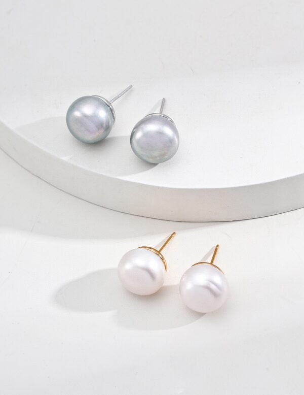 Sterling Silver Pearl Stud Earrings - Image 10