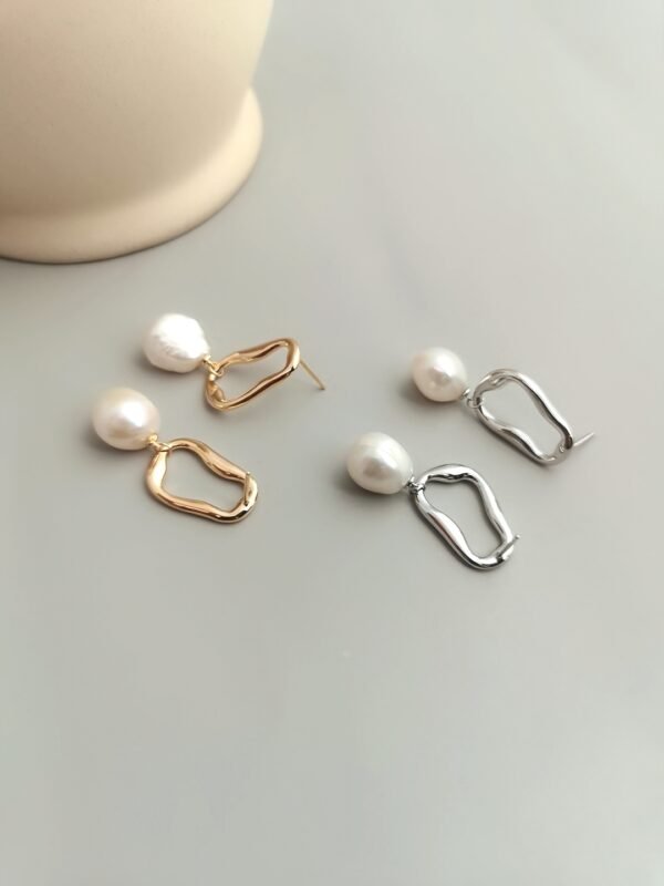 Baroque Irregular Pearl Earrings - Image 4