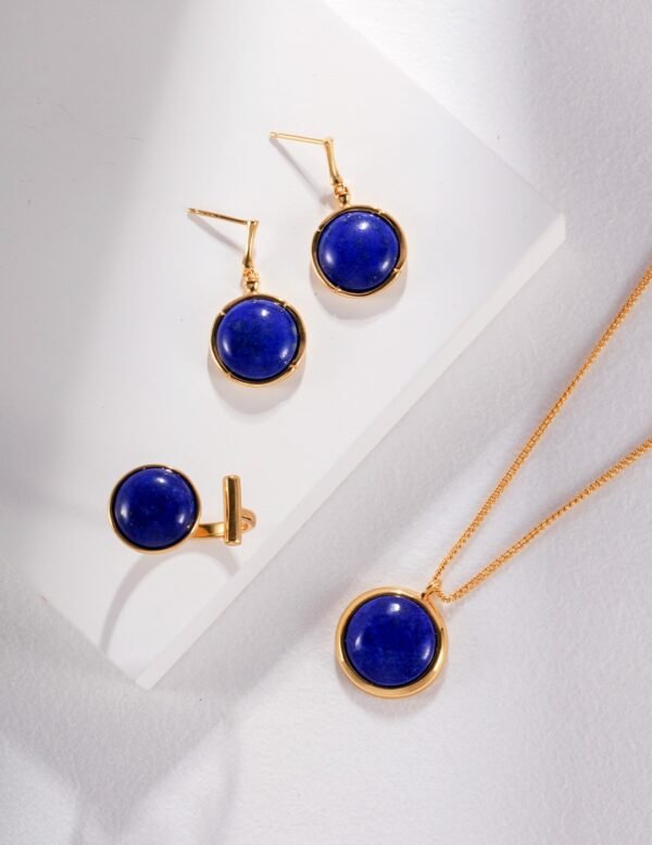 S925 Sterling Silver Lapis Lazuli Necklace Set - Image 2