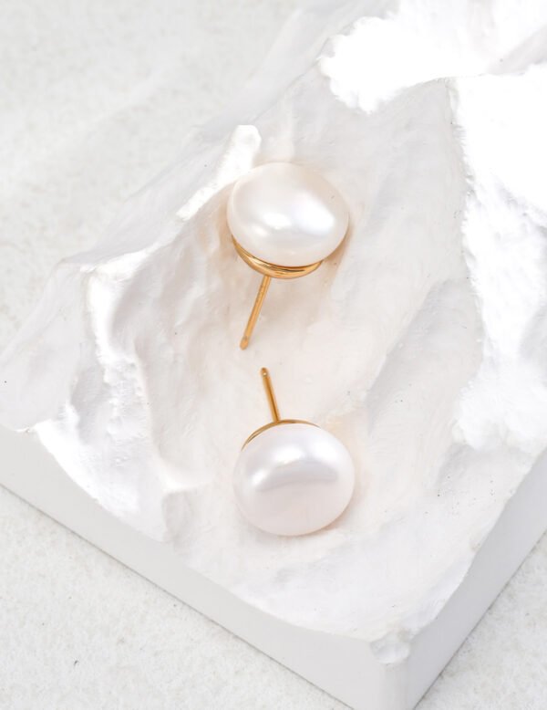 Sterling Silver Pearl Stud Earrings - Image 4