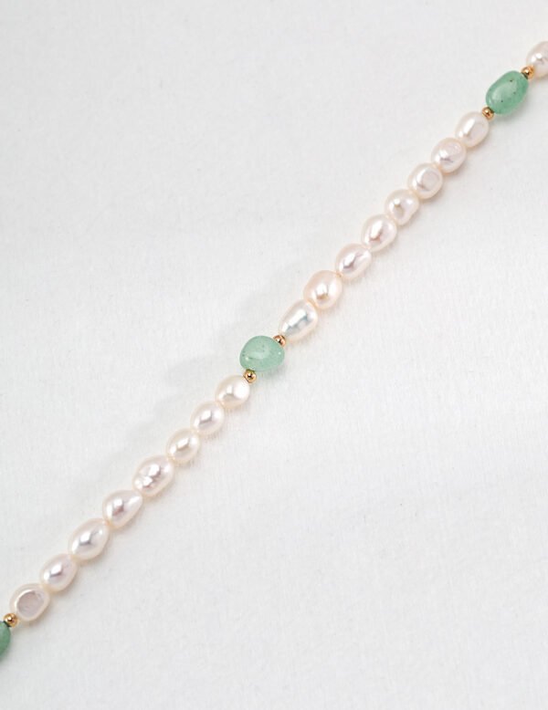 Natural Pearl Necklace with Jade Accents - Image 5