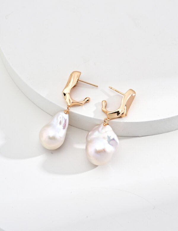 Natural Baroque Pearl Earrings / Resin Earrings - Image 2