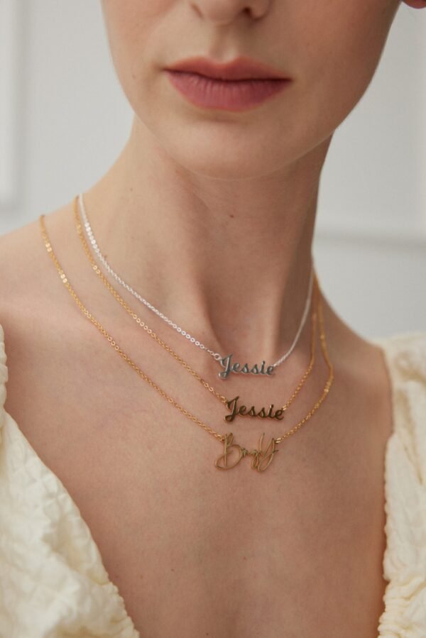 Custom 925 Sterling Silver 18K Gold-Plated Letter Necklace